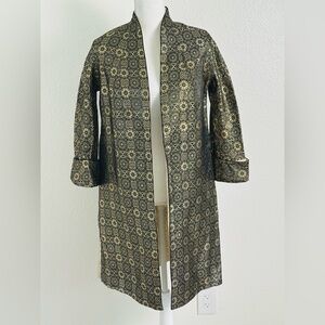 Vintage Black and Gold Lurex Reversible Brocade Coat Size Small